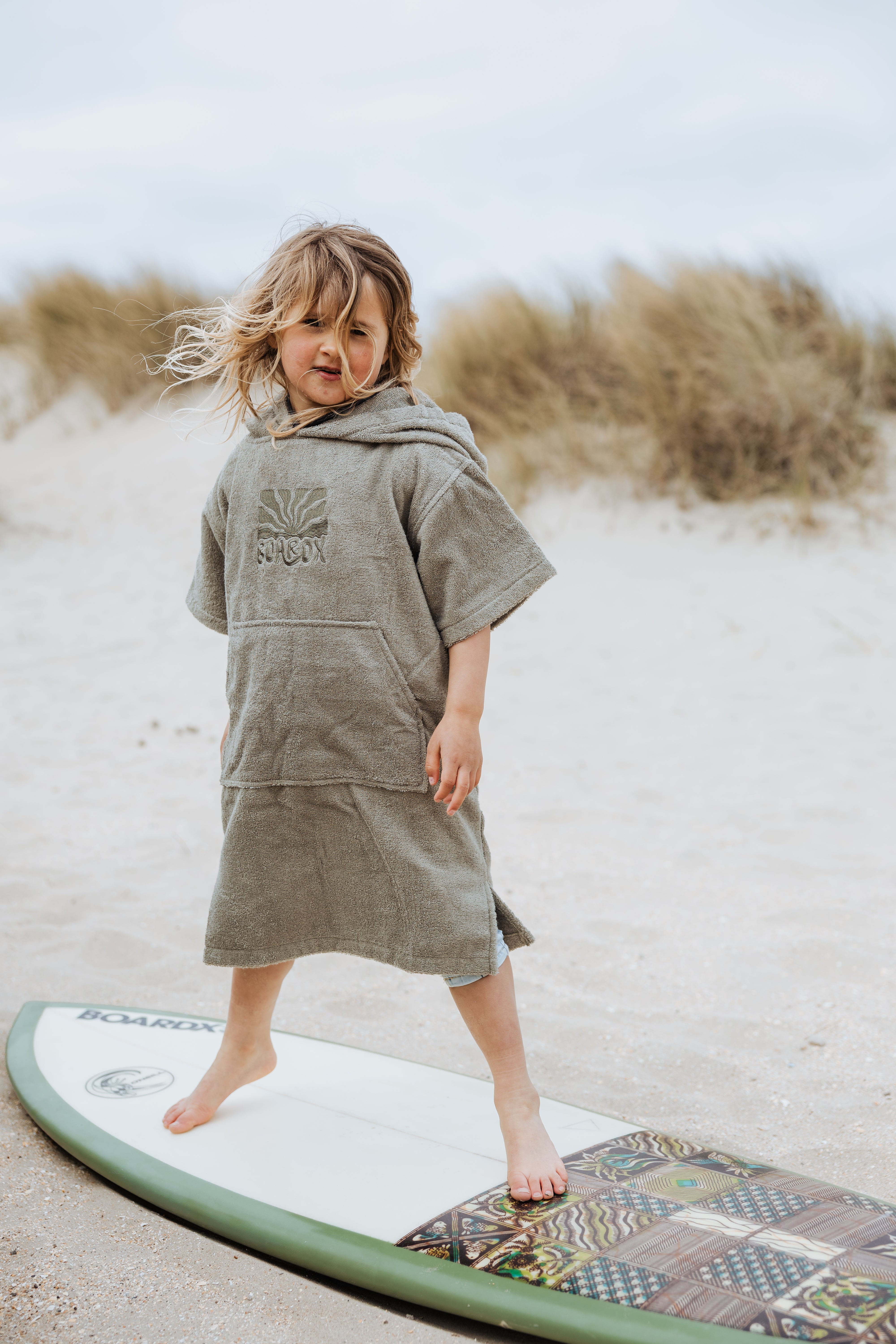 Kids Surf Poncho - Green Waves